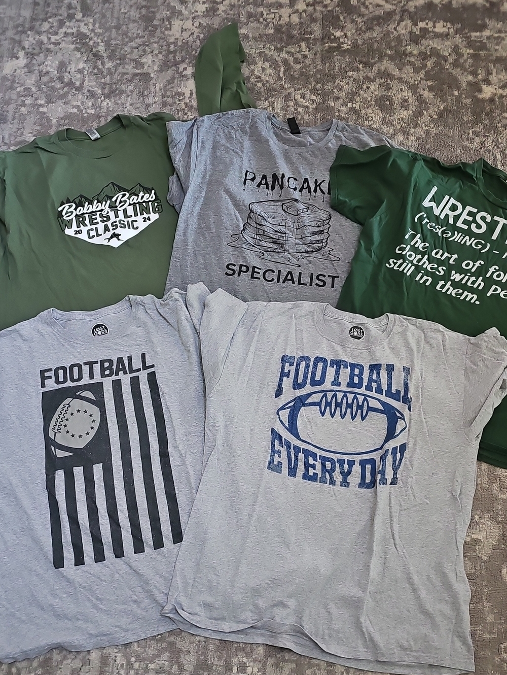 Mens Football Wrestling Tees - Lot Of 5 Size XL